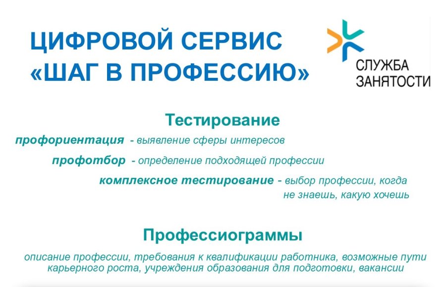Цифровой сервис «Шаг в профессию»